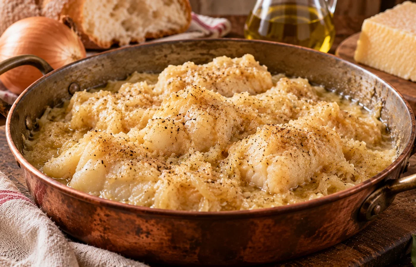 Baccalà alla vicentina: ricetta tradizionale veneta con stoccafisso, cipolle e latte