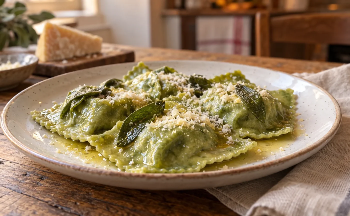 Balanzoni bolognesi di sfoglia verde con burro, salvia e Parmigiano Reggiano