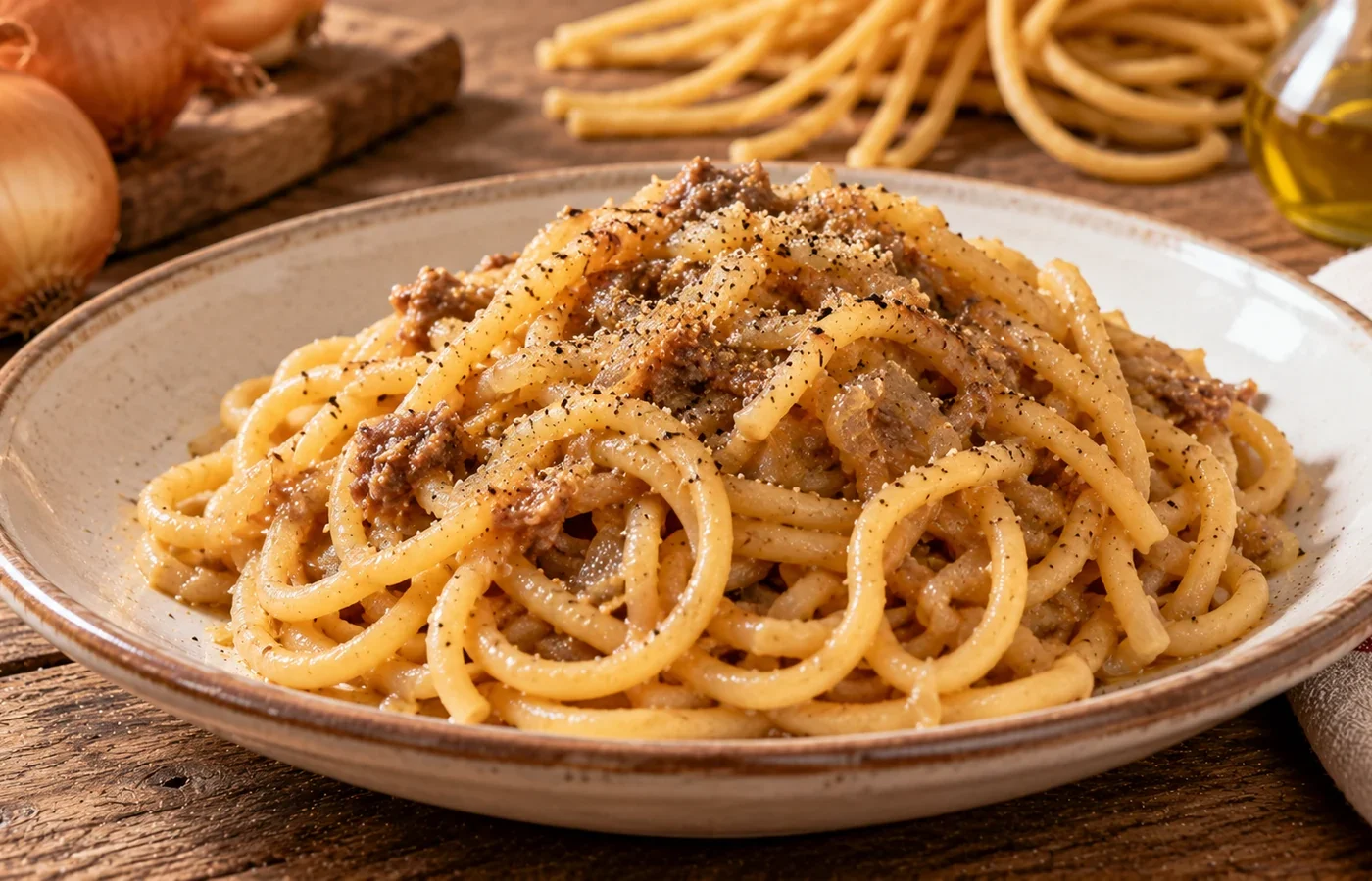 Bigoli veneti in salsa: ricetta tradizionale con cipolle e acciughe
