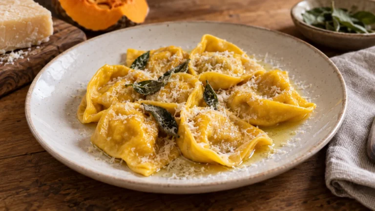 Cappellacci di zucca ferraresi con burro fuso, salvia e Parmigiano Reggiano
