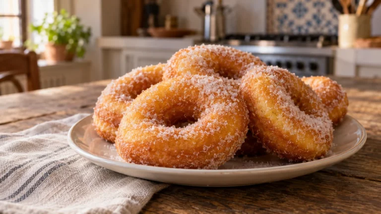 Ciambella fritta romana dorata e passata nello zucchero semolato