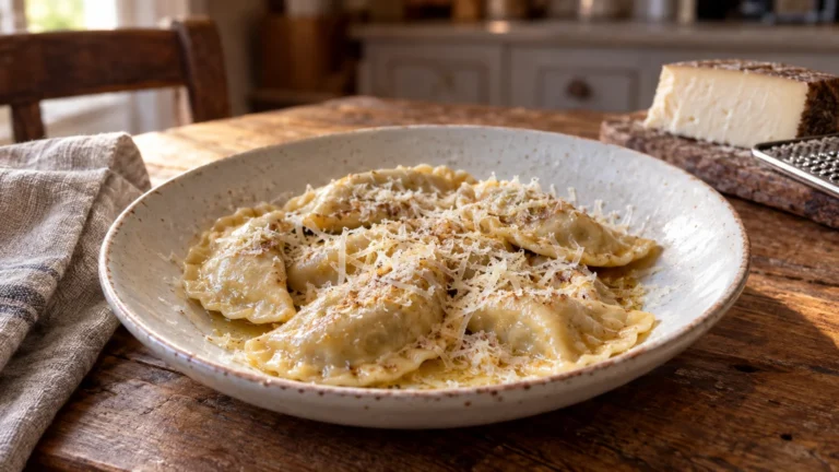 Cjarsons friulani con burro fuso e ricotta affumicata grattugiata
