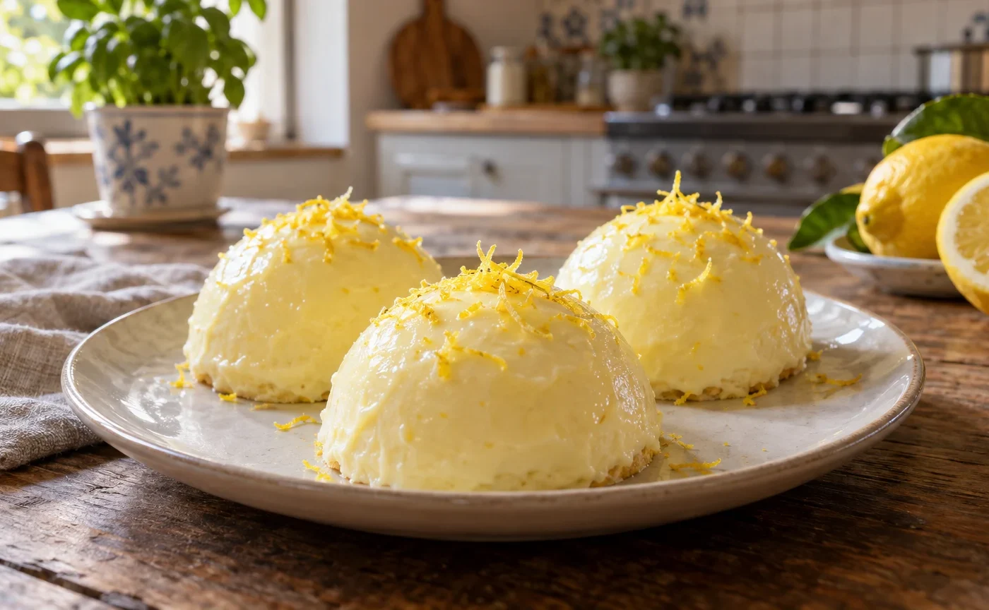 Delizie al limone monoporzione ricoperte di crema al limone e scorza grattugiata
