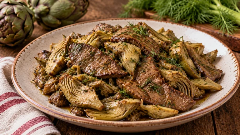 Fegato con carciofi e finocchietto selvatico alla romana