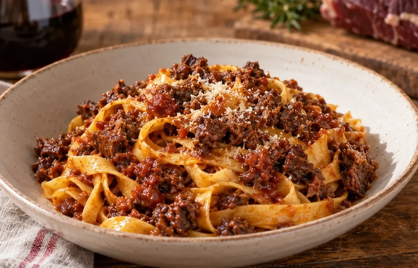 Fettuccine al cinghiale dei Castelli Romani: ricetta rustica al vino rosso