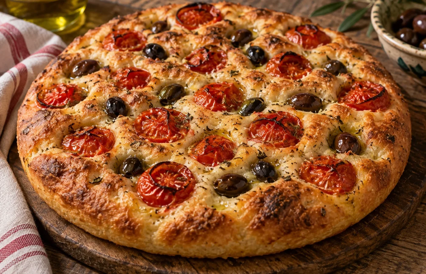 Focaccia barese: ricetta tradizionale con pomodorini e olive