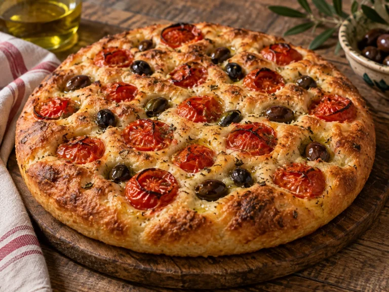 Focaccia barese: ricetta tradizionale con pomodorini e olive