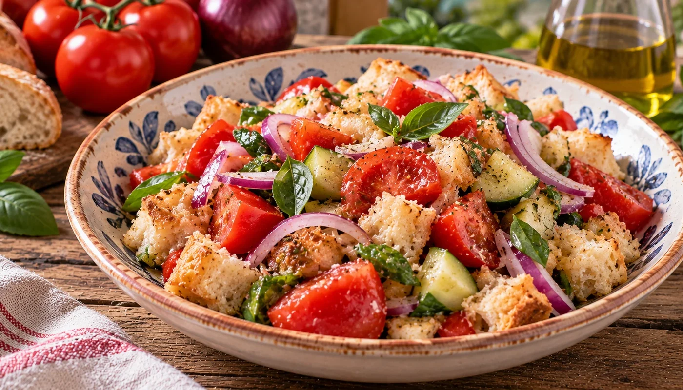 Panzanella toscana: ricetta tradizionale con pane raffermo e pomodori