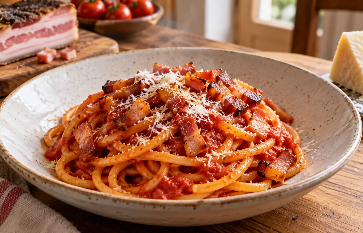Pasta all’amatriciana: ricetta tradizionale romana