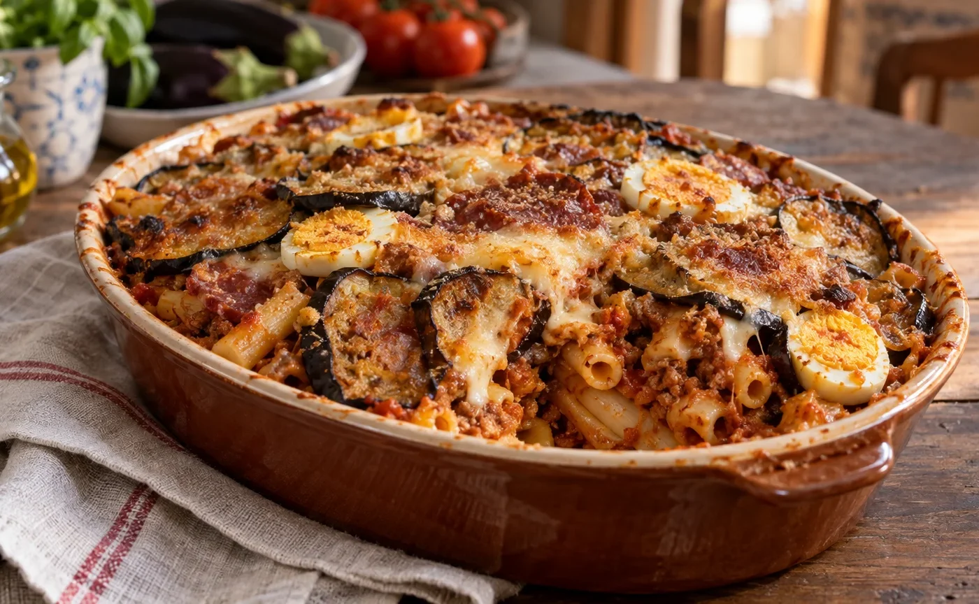 Pasta ’ncasciata siciliana al forno in pirofila con crosticina dorata