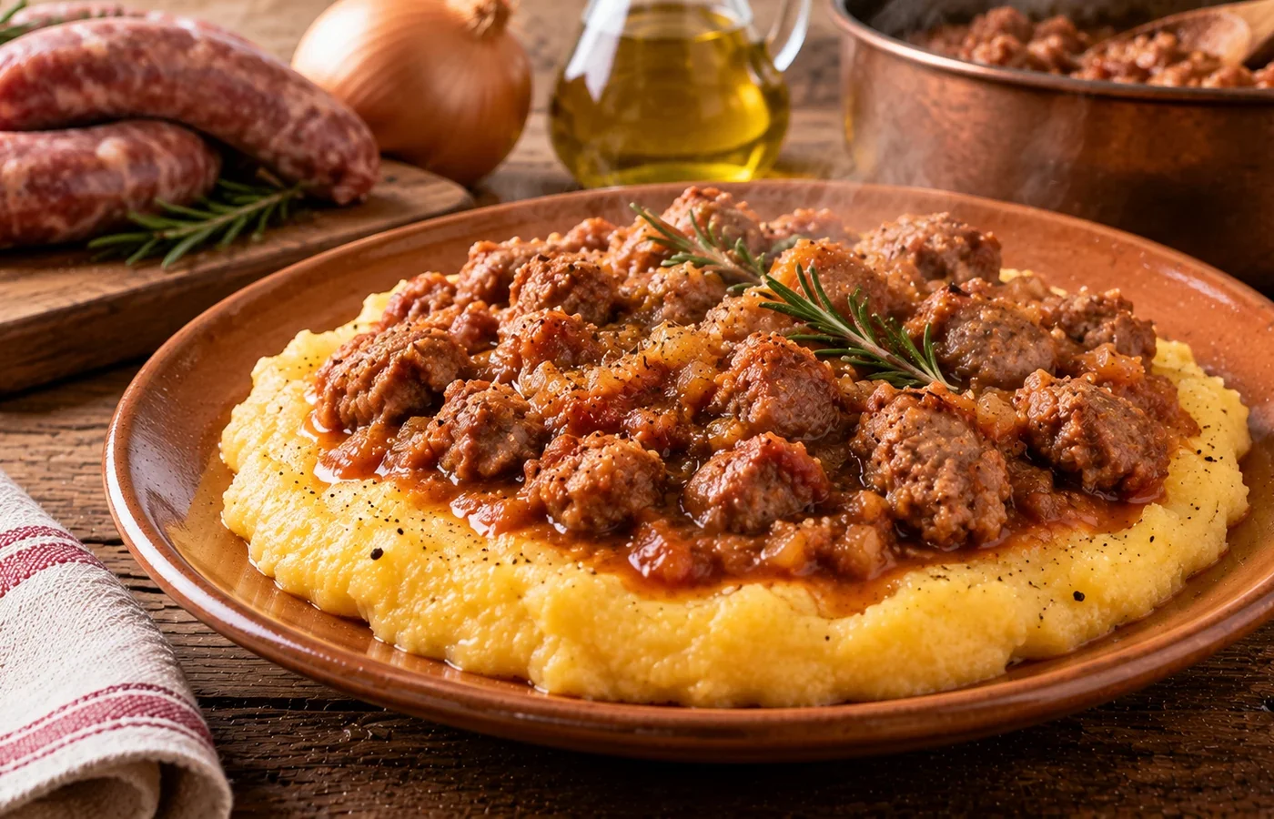 Polenta con salsiccia: ricetta tradizionale rustica