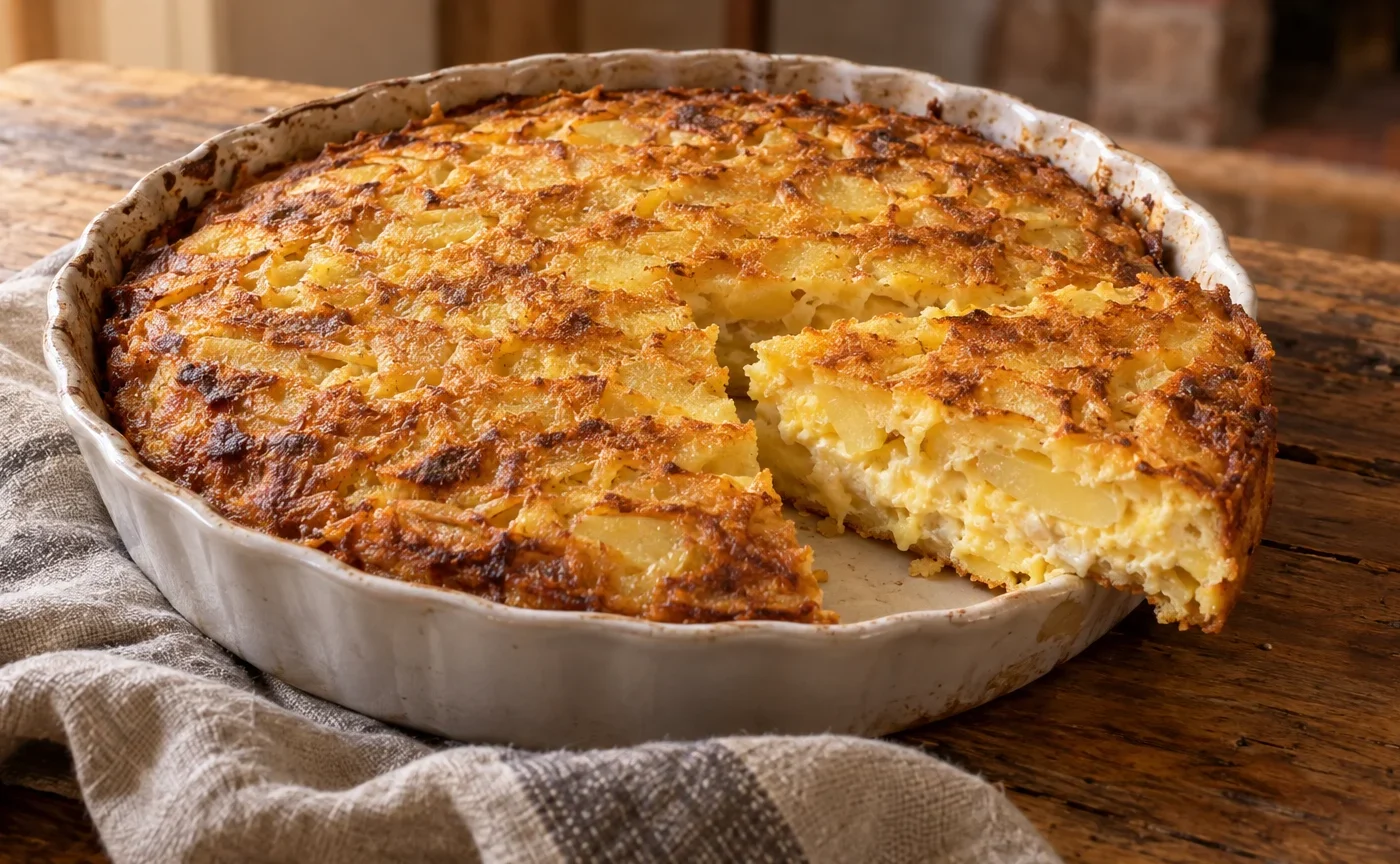 Fetta di rafanata lucana al forno con patate, rafano e pecorino