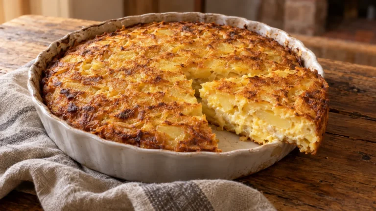 Fetta di rafanata lucana al forno con patate, rafano e pecorino