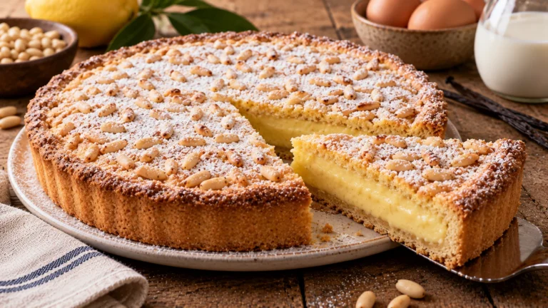 Torta della nonna: ricetta tradizionale con crema e pinoli