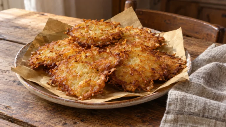Tortei de patate trentini dorati e croccanti serviti su un piatto rustico
