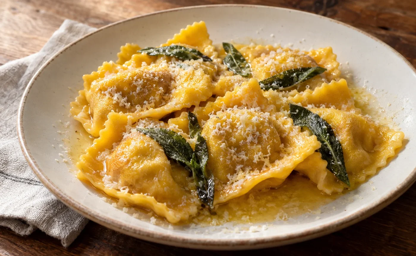 Tortelli di zucca mantovani con burro fuso alla salvia e Grana Padano