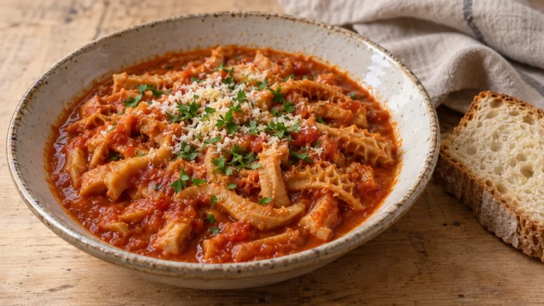 Piatto di trippa alla fiorentina al pomodoro con Parmigiano Reggiano grattugiato