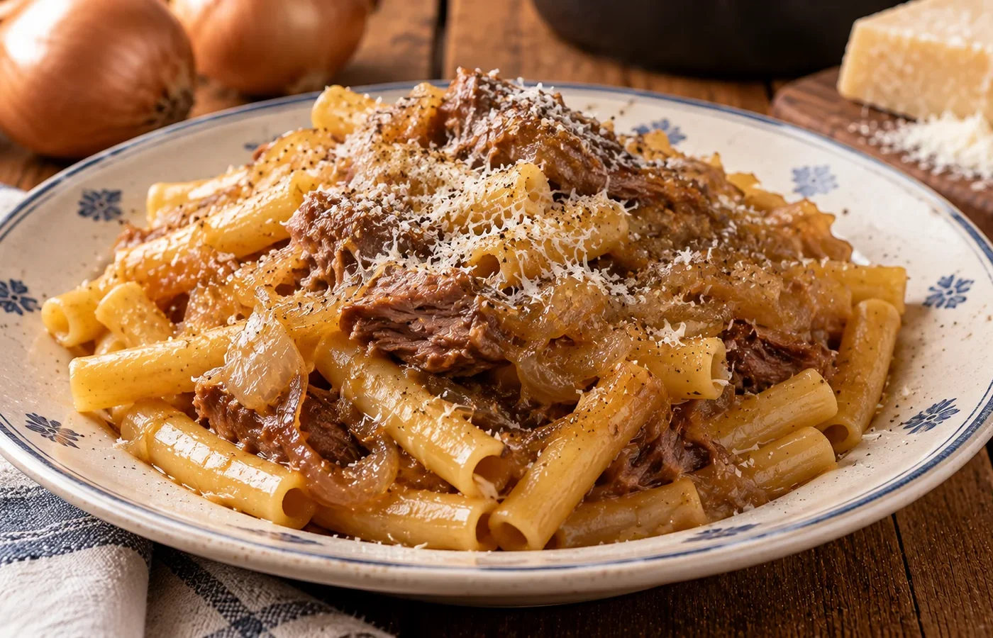 Ziti alla genovese: ricetta napoletana tradizionale