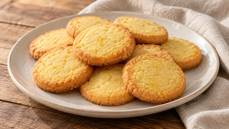 biscotti tondi al limone di pasta frolla dorata senza glassa