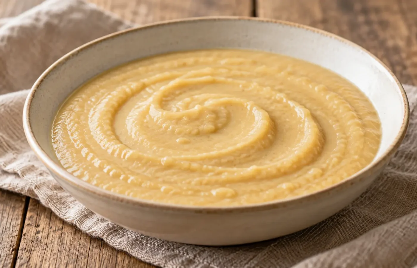 crema beige liscia di ceci e patate senza guarnizioni