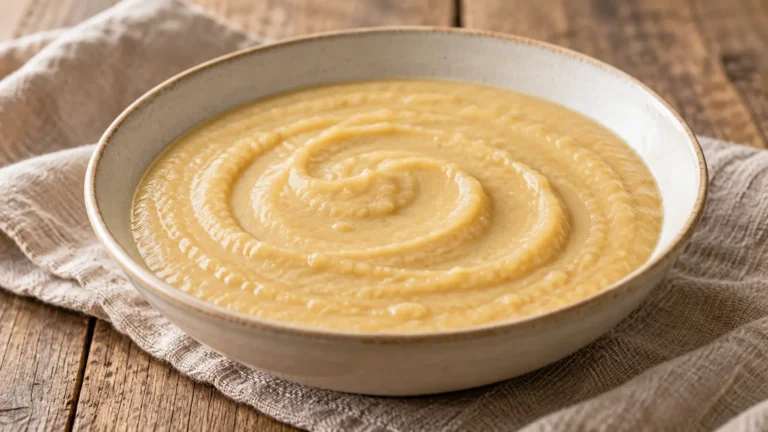crema beige liscia di ceci e patate senza guarnizioni
