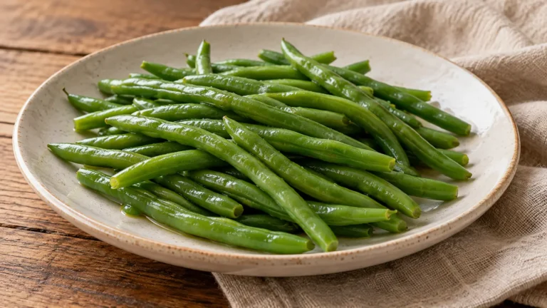 fagiolini verdi interi al vapore, con poco olio senza guarnizioni