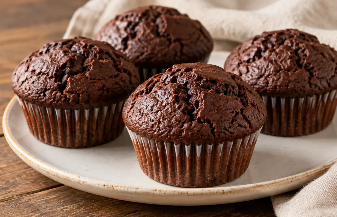 muffin al cacao scuri senza gocce di cioccolato, senza glassa
