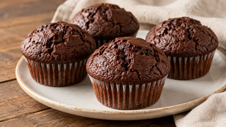 muffin al cacao scuri senza gocce di cioccolato, senza glassa