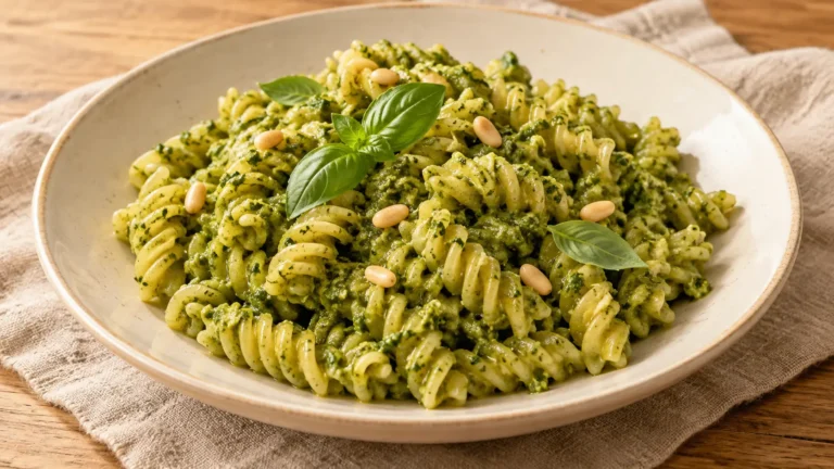 Fusilli con pesto verde di basilico