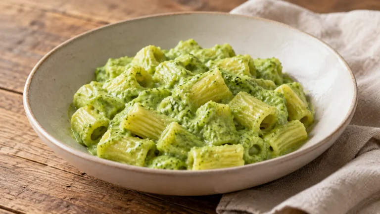 pasta corta con crema verde di broccoli senza guarnizioni