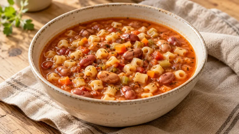 Ditalini in zuppa cremosa di fagioli borlotti con pomodoro