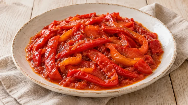 Peperoni cotti in salsa rossa di pomodoro