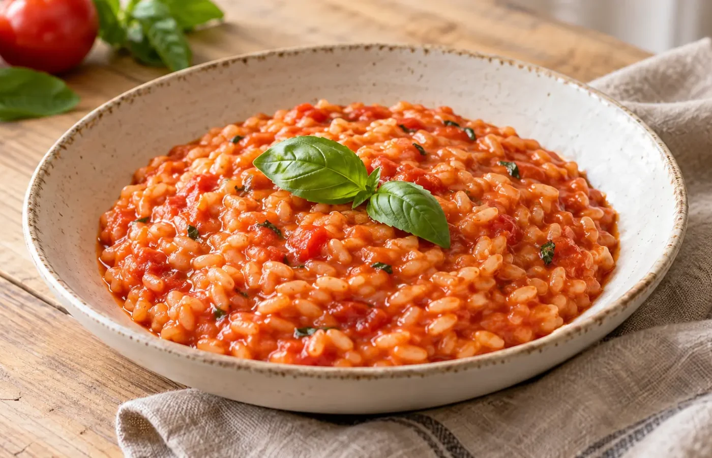 Risotto al pomodoro preparato e pronto da servire