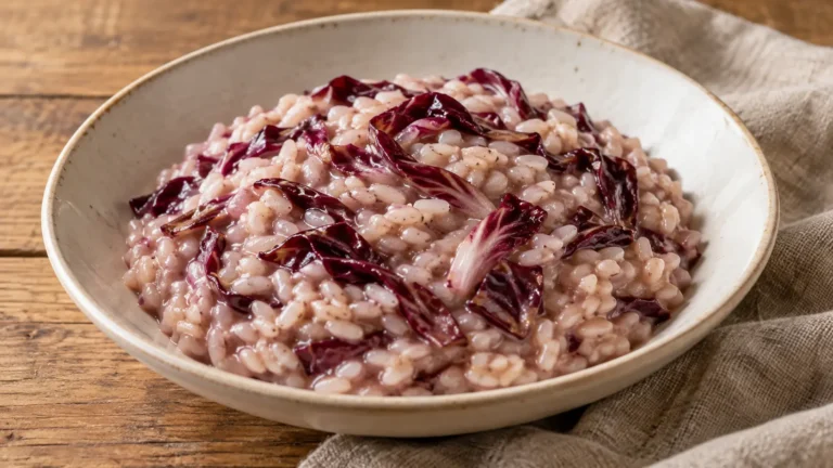 risotto cremoso con striscioline di radicchio rosso cotto