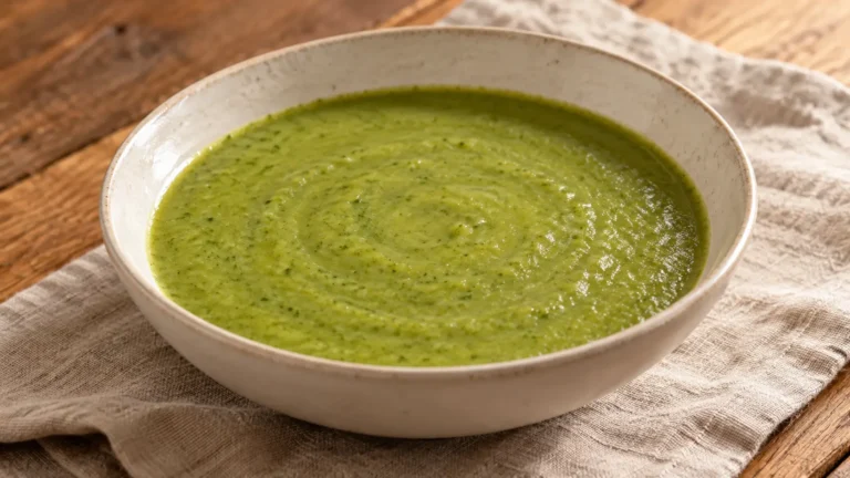 vellutata liscia verde di broccoli senza panna o guarnizioni