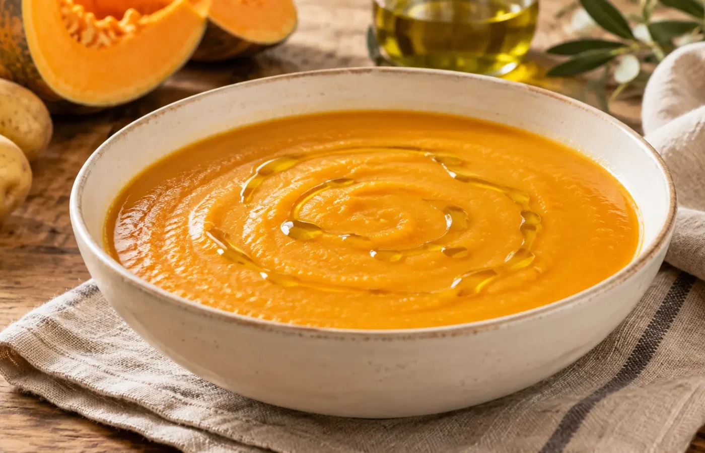 Vellutata di zucca preparato e pronto da servire