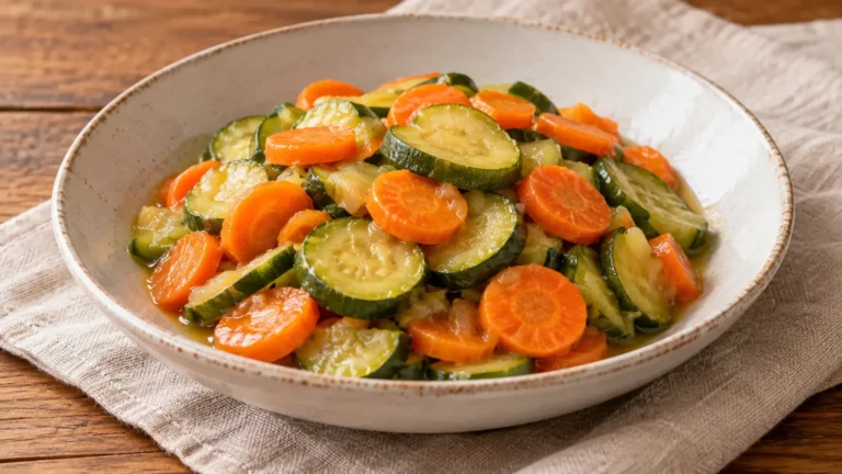 rondelle di zucchine verdi e carote arancioni stufate, morbide e umide senza rosolatura